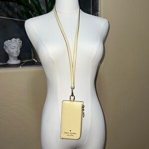 Kate Spade Staci Card Case Lanyard In Butter